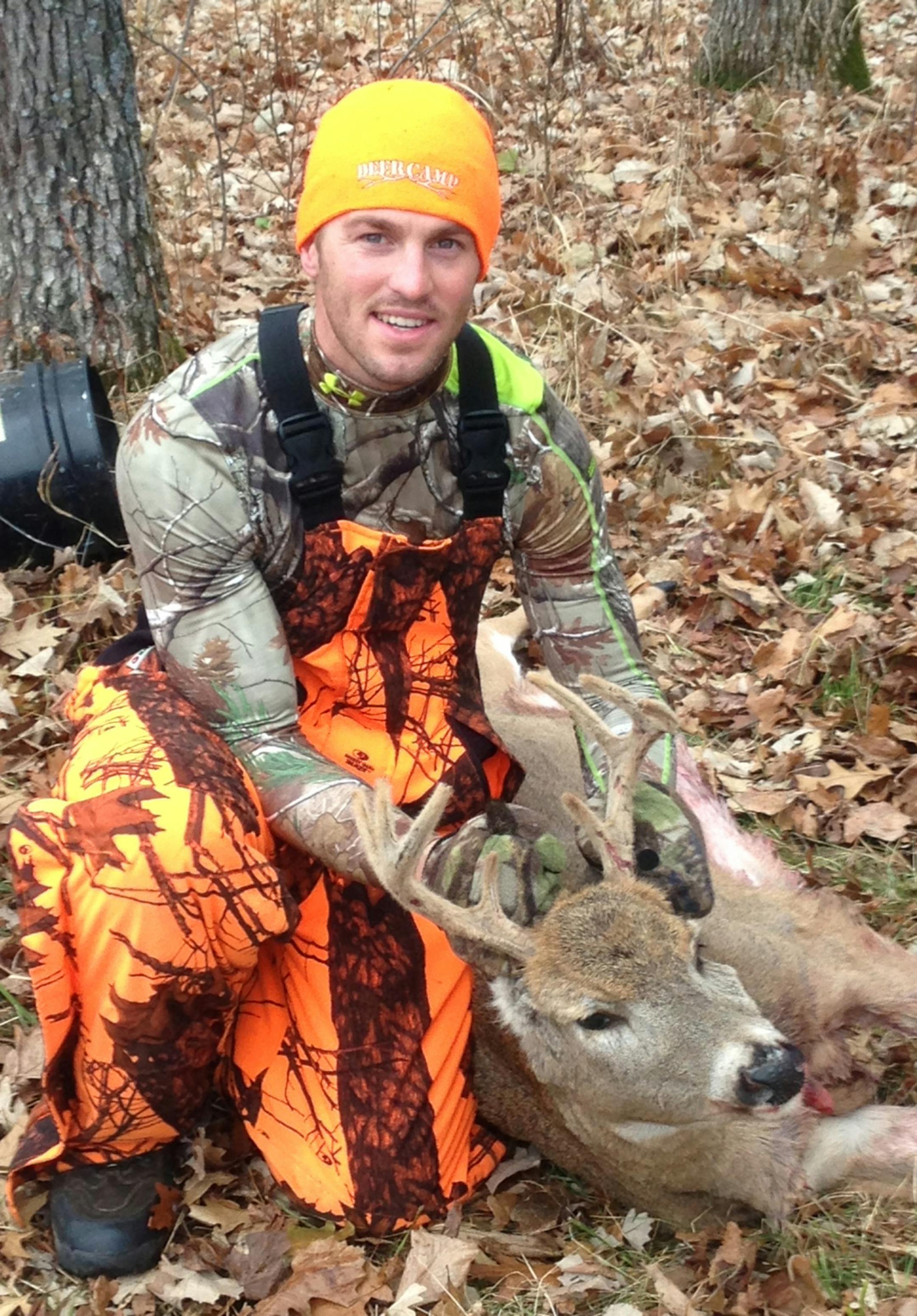 Phil Klein of Champlin with an 8-point doe -- yes, doe -- that he shot recently. The rare critter's rack was still in full velvet. Photo courtsey Phil Klein