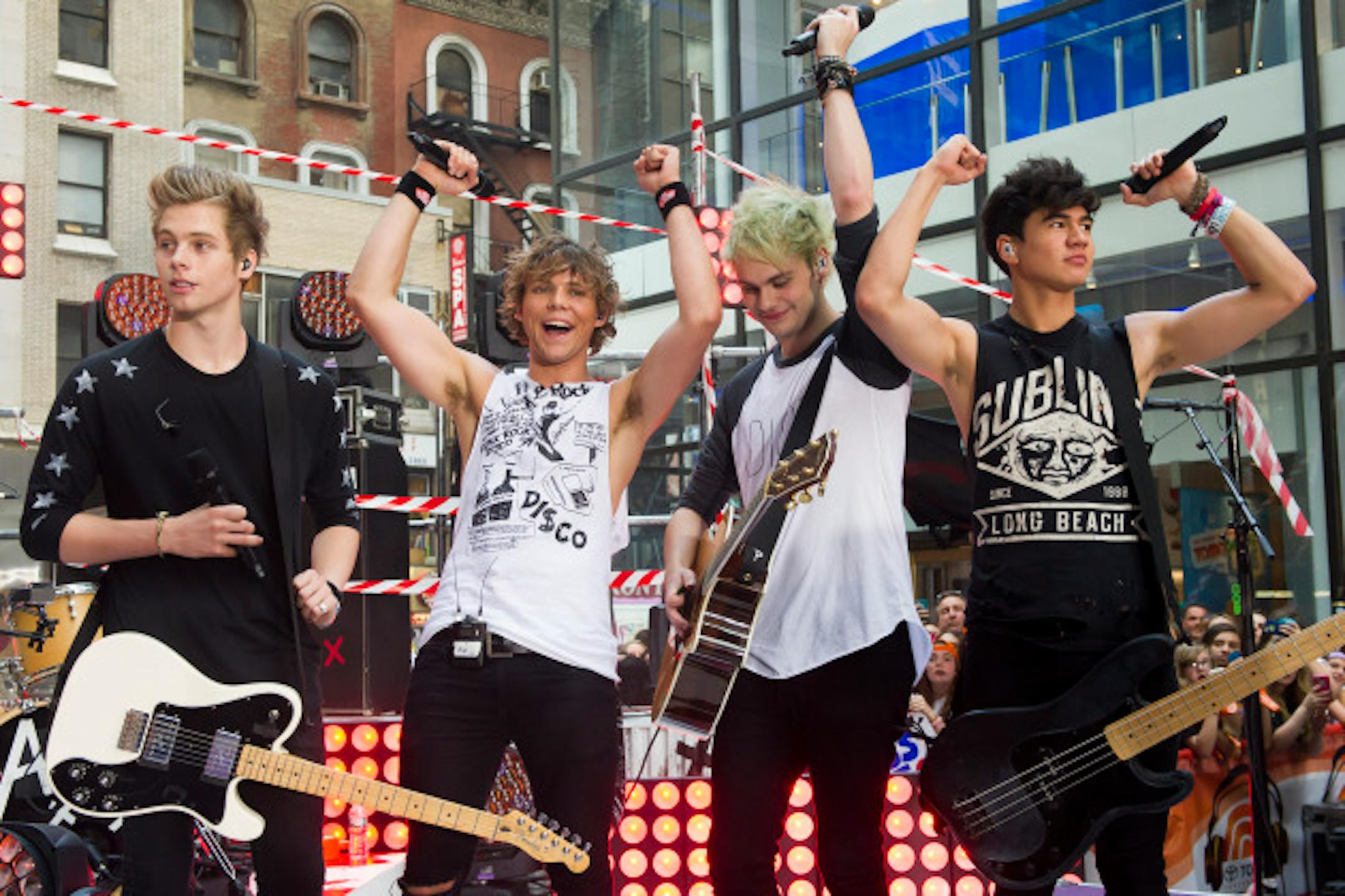 Aussie boy band 5 Seconds of Summer on the set of NBC's "Today" show. / Charles Sykes/Invision/AP