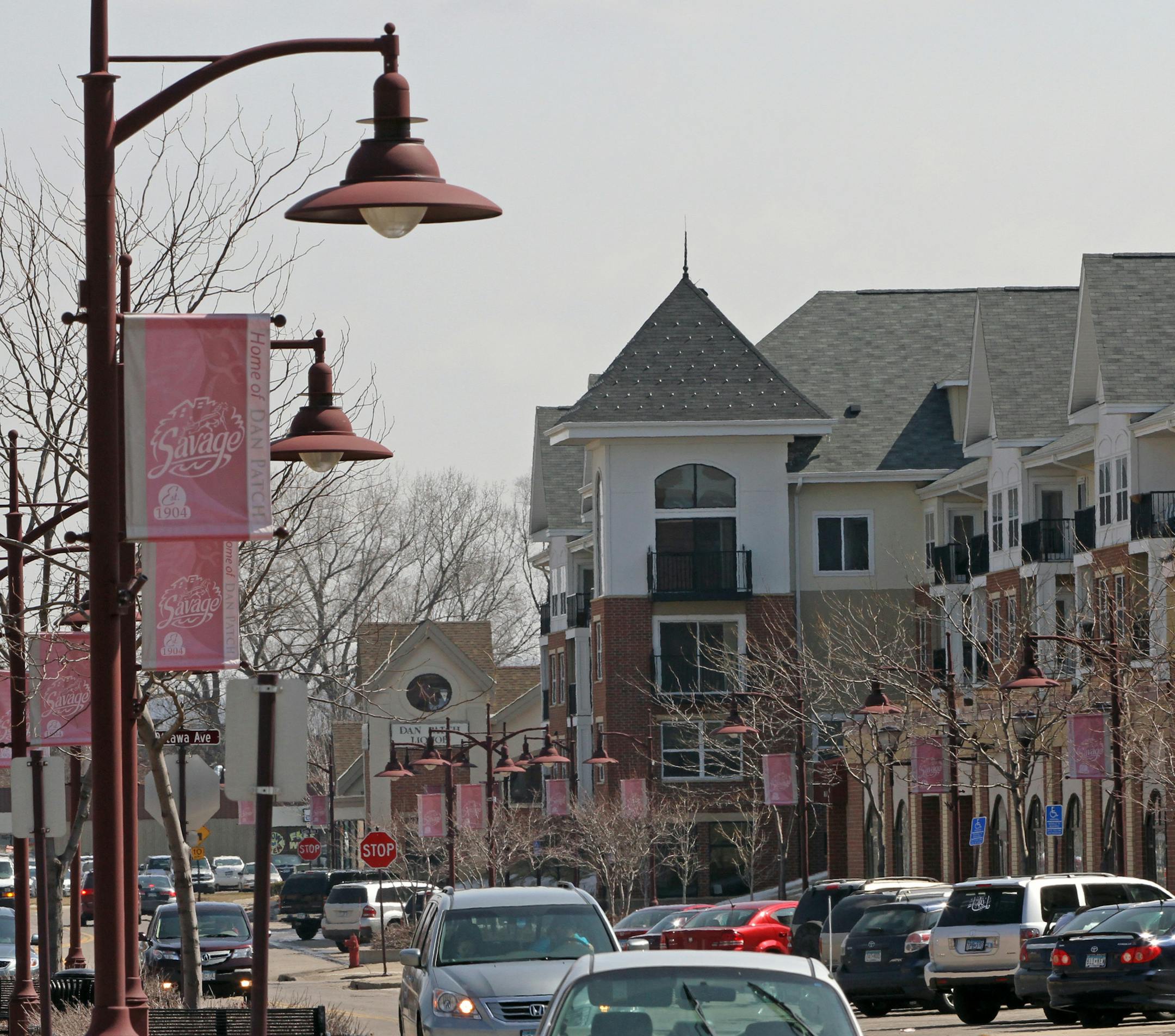 123rd Street between Lynn and Quentin Avenues in downtown Savage features recent development, not far from the historic depot. The rebuilding of Hwy. 13 fronting downtown Savage is done, something city officials now are hoping will spur new interest in its central commercial district. The city is seeking new tenants for some properties it owns, including its historic depot. It also has been acquiring some properties with an eye towards redeveloping them. Photographed on 4/4/13.] Bruce Bisping/St