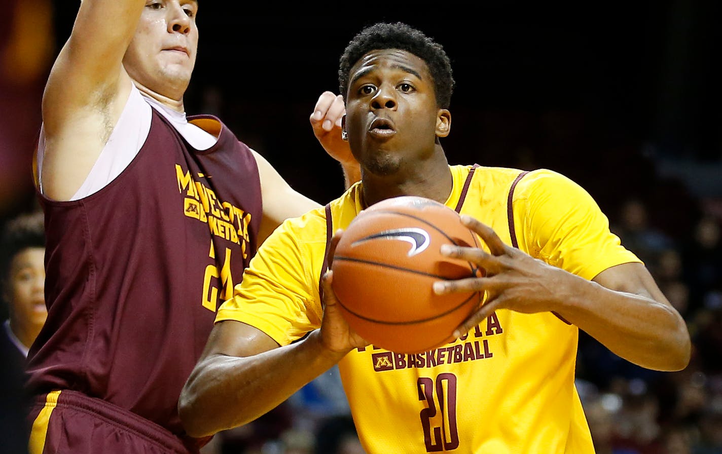 Gophers fans have not seen Davonte Fitzgerald in action since a scrimmage in October 2015 at Williams Arena. He had to sit out that season after transferring, then missed last season because of a knee injury. However, his importance for this season became magnified when Eric Curry, above, suffered a similar season-ending knee injury Thursday.