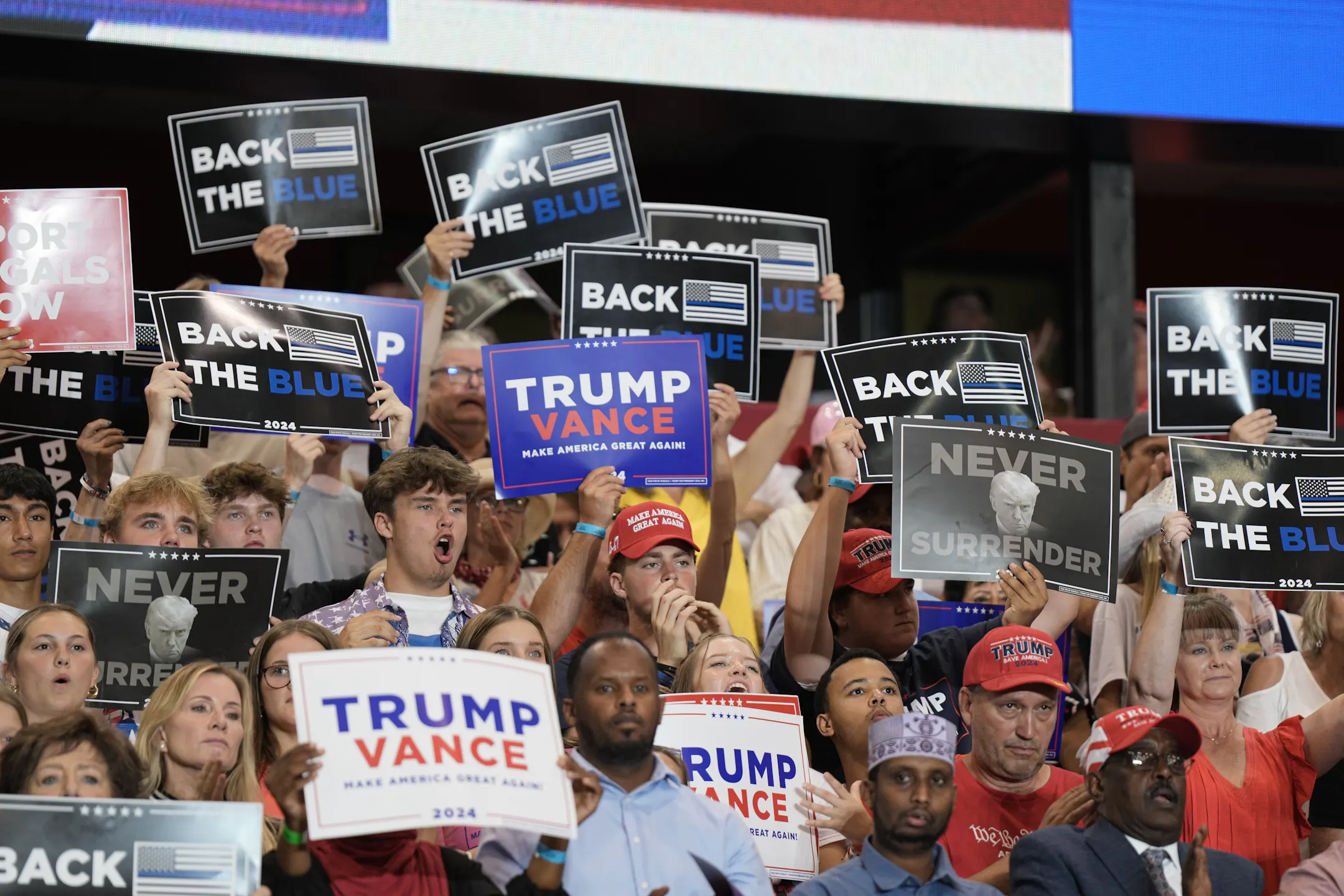 Donald Trump, JD Vance go after Harris for capacity crowd at first ...
