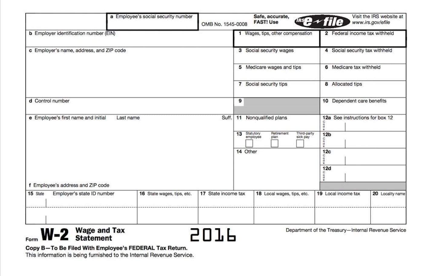 This screen grab from the Internal Revenue Service website shows a sample W-2 form. Employers are being tricked into sending detailed employee tax information to scammers as part of an emerging tax fraud campaign. Two prominent technology firms, Seagate Technologies and Snapchat, are among recent victims.