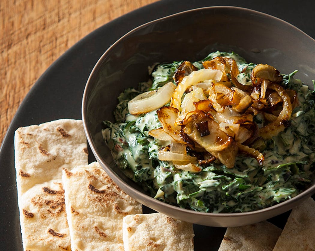 Serve this Middle Eastern spinach dip with lavash.