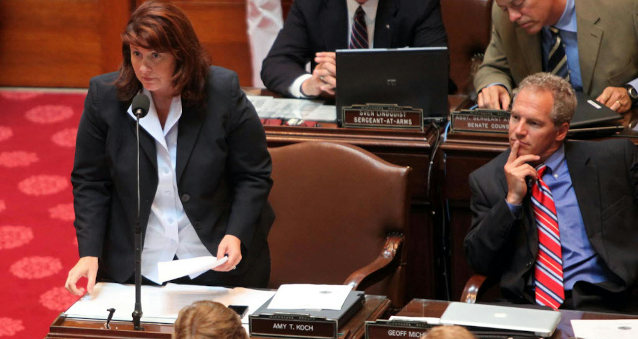 Senate Majority Leader Amy Koch spoke at the beginning of a special session at the State Capitol.