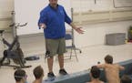St. Thomas Academy boys' swim team coach John Barnes (2016 photo).
