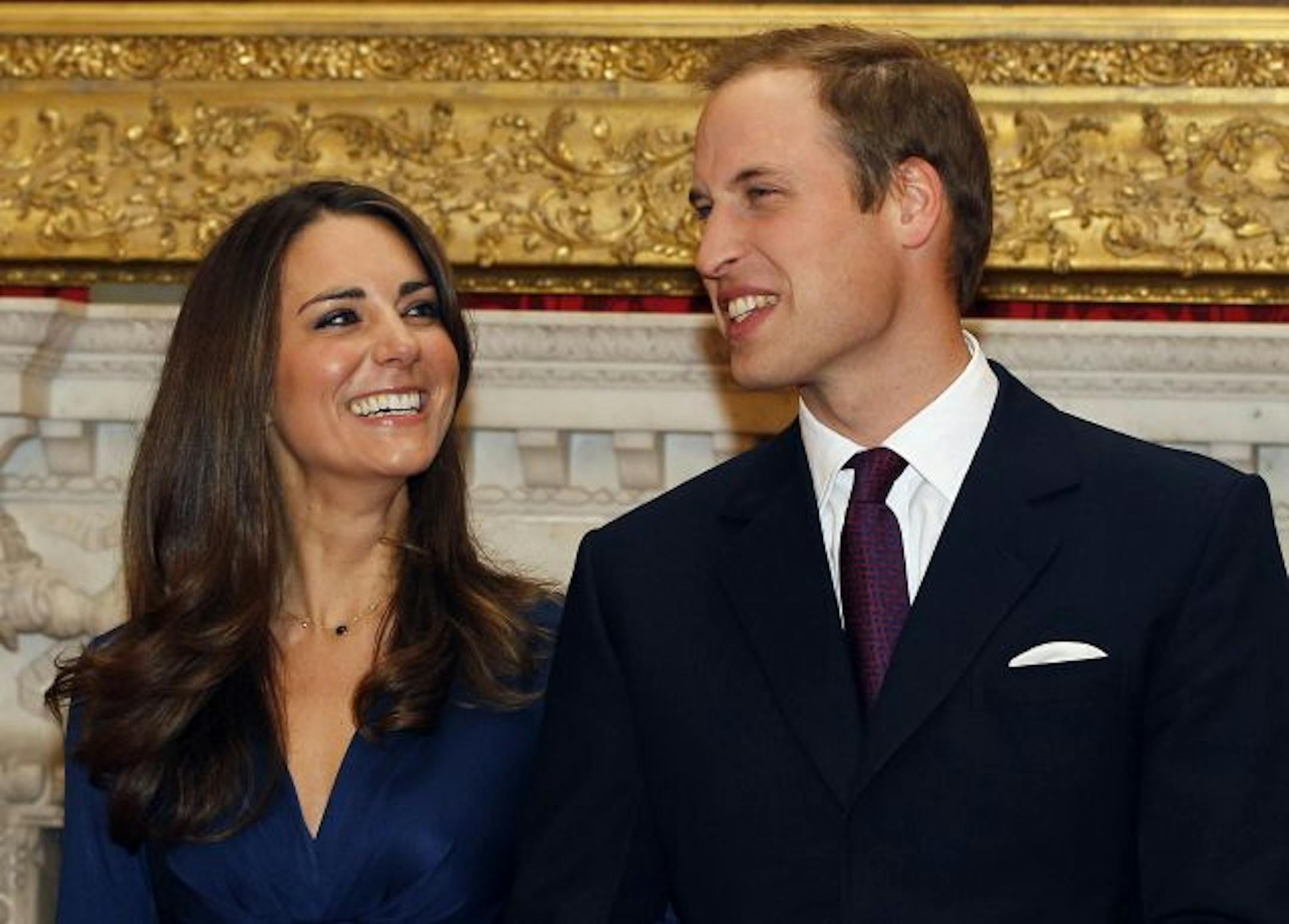 FILE - In this Nov. 16, 2010 file photo, Britain's Prince William and his fiancee Kate Middleton are seen at St. James's Palace in London, after they announced their engagement. Prince William and Kate Middleton will marry April 29, 2011 in Westminster Abbey, the historic London church where Princess Diana's funeral was held, royal officials said Tuesday, Nov. 23, 2010.