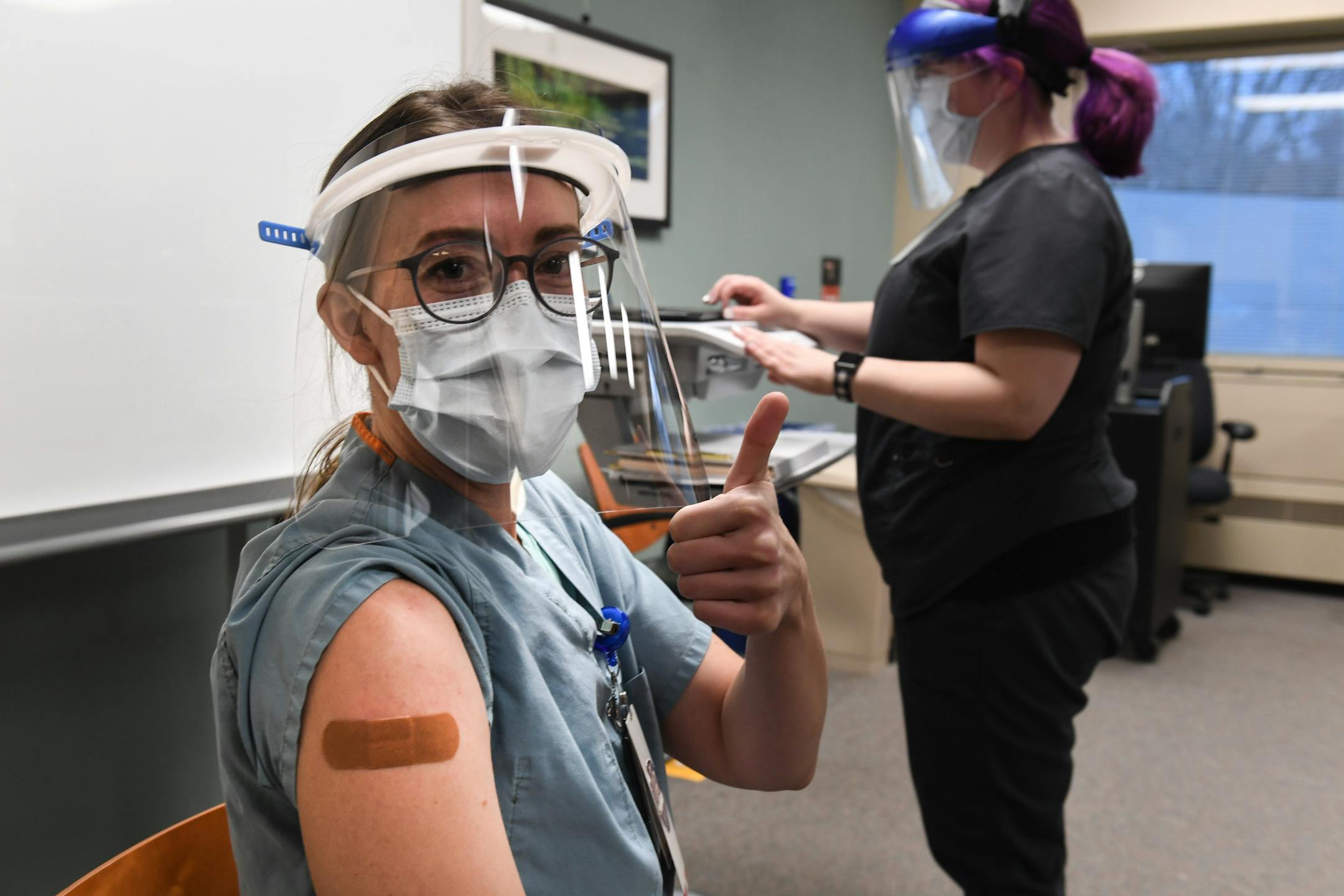 Thera Witte, RN received the COVID-19 vaccine on Dec. 15, 2020 at the Minneapolis VA hospital.