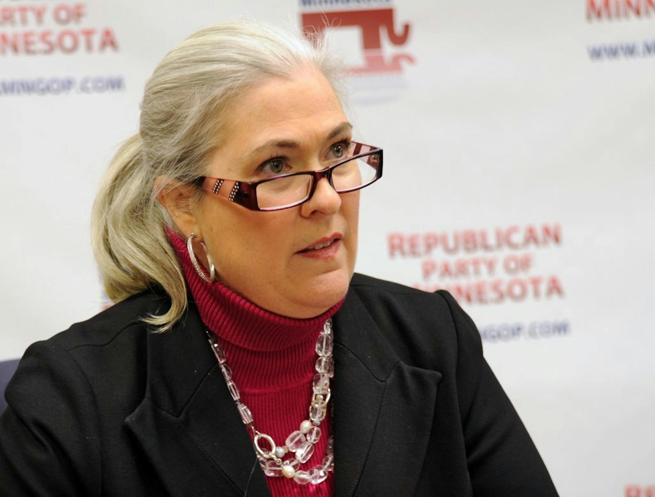 Kelly Fenton, deputy chairwoman of the Minnesota Republican Party talked about the status of the organizations debt and plans to pay it off Friday during a news conference.