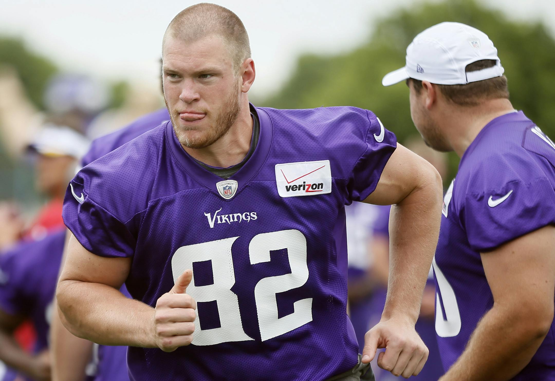 Tight end Kyle Rudolph took the field Monday at Minnesota State Mankato with the security of a lucrative contract extension.