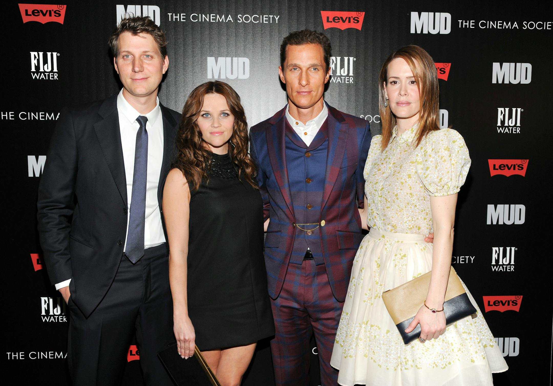 Writer - director Jeff Nichols, left, poses with actors Reese Witherspoon, Matthew McConaughey and Sarah Paulson, right, at the premiere of "Mud" hosted by The Cinema Society†with FIJI Water & Levi's at the Museum of Modern Art on Monday April 21, 2013 in New York. (Photo by Evan Agostini/InvisionAP)
