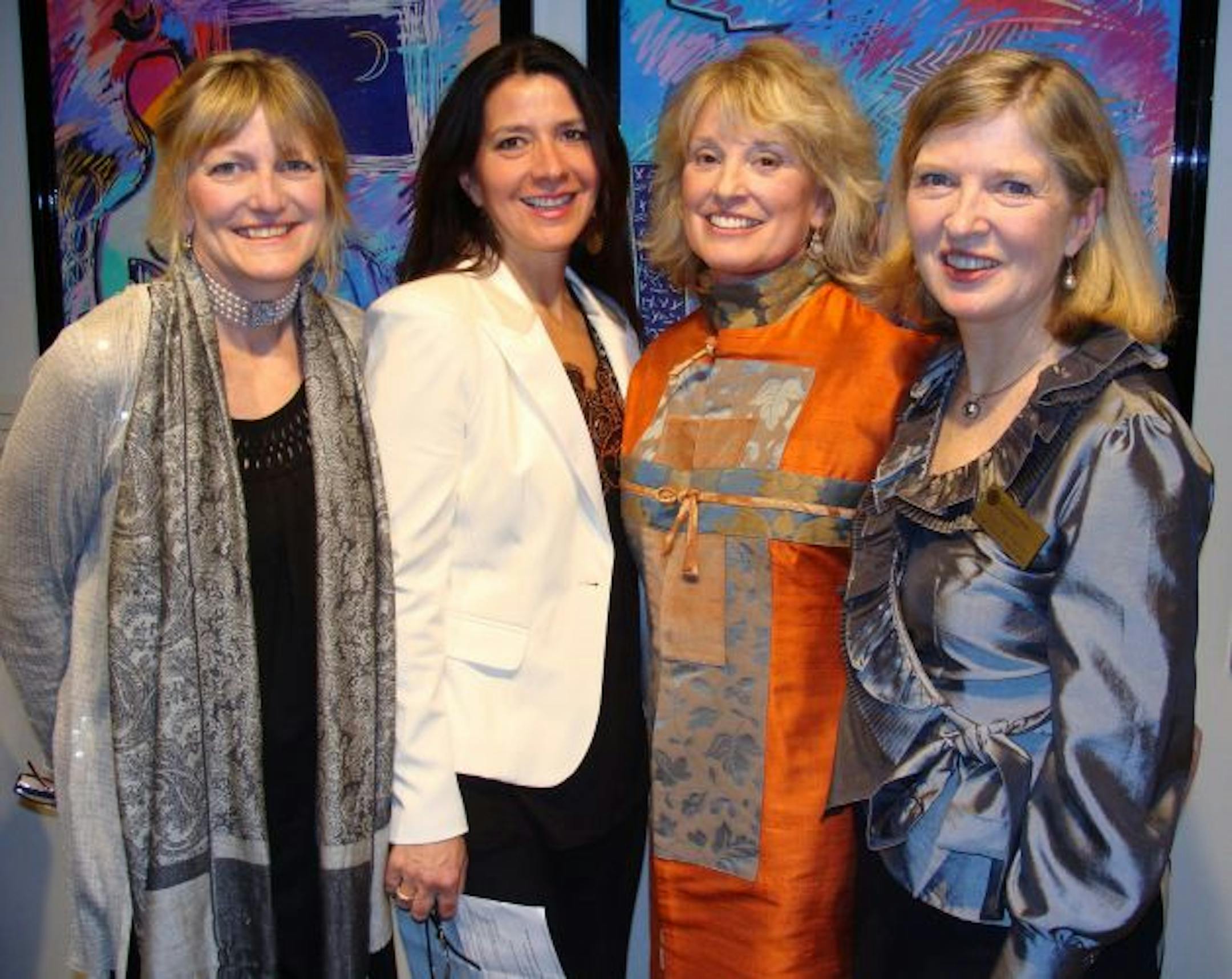 From left, exhibit co-chairs Katrina Greissman and Mitzi Prochnow; Susan Anderson, CEO of ArtReach Foundation; and Kathleen Daniels, gallery director.
