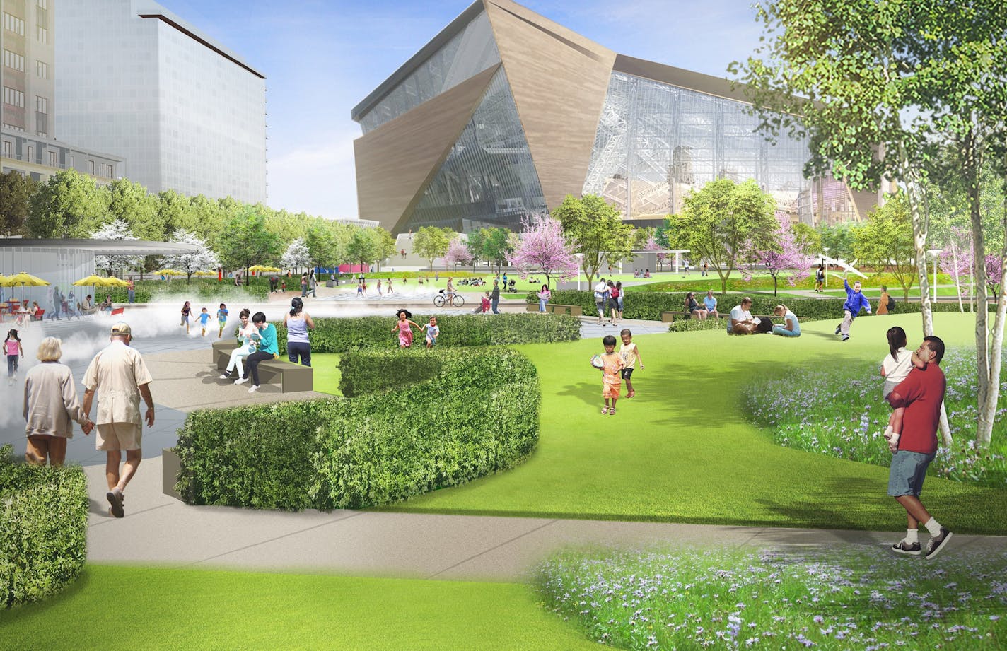 Landscape architect Hargreaves Associates unveils Wednesday night close-to-final concept designs for The Commons -- the first images that actually show the direction the park design is headed. proposed park on site of former Star Tribune building and parking lot next to Vikings stadium.