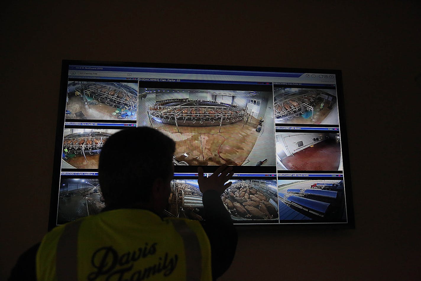 Mitch Davis, general manager Davis Family Dairies, monitored various areas at the High Island Dairy near LeSueur. Three thousand cows are milked at the dairy.