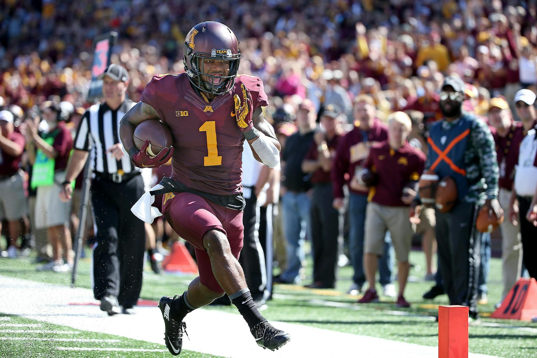Minnesota wide receiver KJ Maye. Maye is out of eligibility but has remained a constant presence around the Gophers' football facility, while gearing up for an NFL tryout.