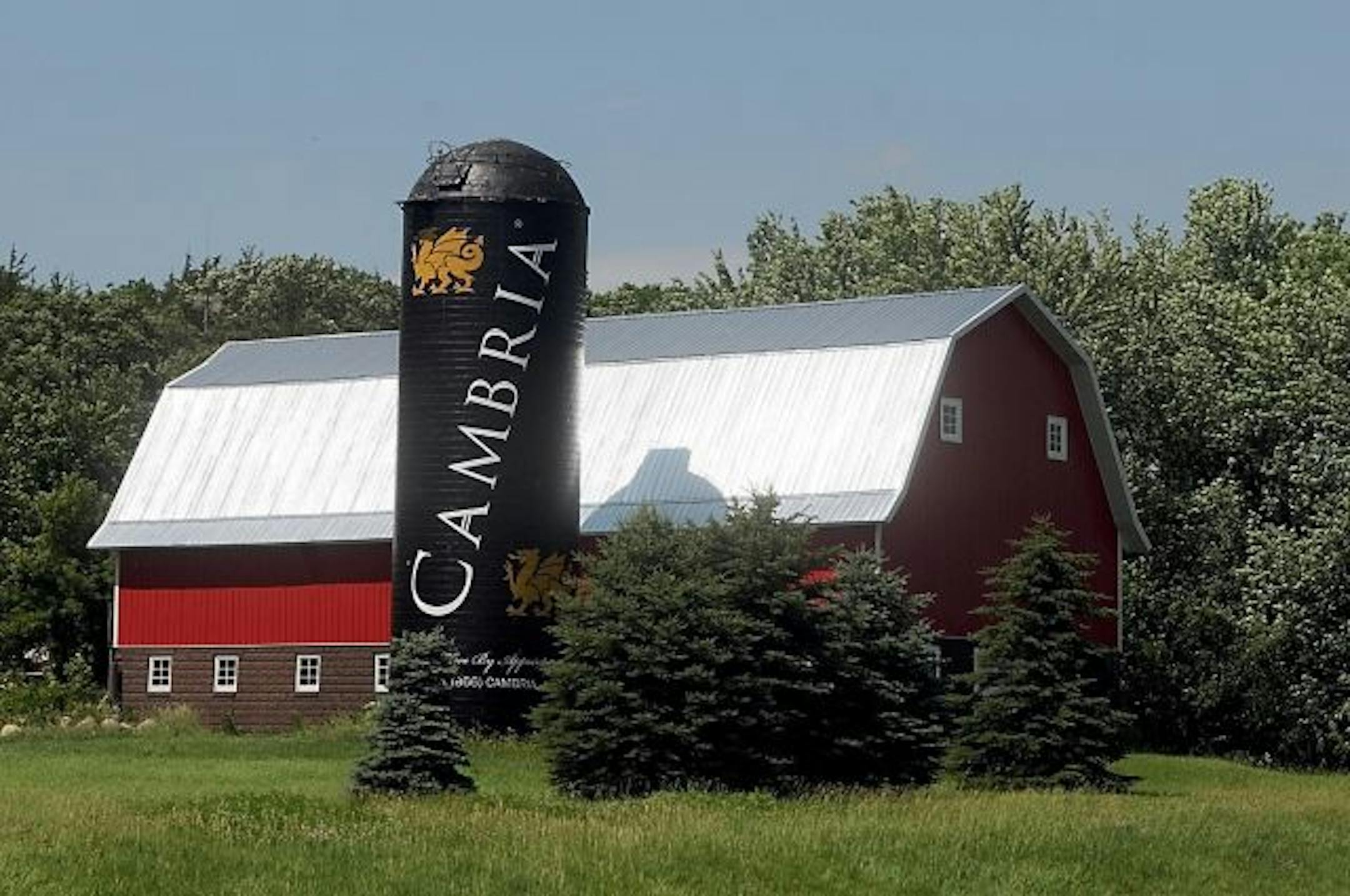 This July 2010 photo shows a silo along Highway 169 between St. Peter and Le Sueur, Minn. bearing the logo for countertop manufacturer Cambria. Almost as quickly as the deal was done, Cambria was notified by the Minnesota Department of Transportation that it couldn't advertise on the silo without permission from the state. It was too close to a major highway. That notice, which also said the advertising had to be removed within 60 days, triggered a series of legal maneuvers that could take month