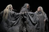 Suzanne Warmanen, Isabell Monk O'Connor and Barbara Bryne as the Weїrd Sisters in Shakespeare's MACBETH, directed by Joe Dowling with set and costume design by Monica Frawley. On the Wurtele Thrust Stage of the Guthrie Theater from January 30 through April 3, 2010.
