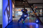 James Adams, founder of Twin Cities Skaters, skates at the new TCS Studio in Uptown Minneapolis, during a recent “Roller Fonk Friday” open skate n