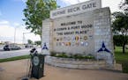 The Bernie Beck gate at Fort Hood on June 3, 2016, in Fort Hood, Texas. A Texas Army National Guard soldier died Thursday during a training exercise a
