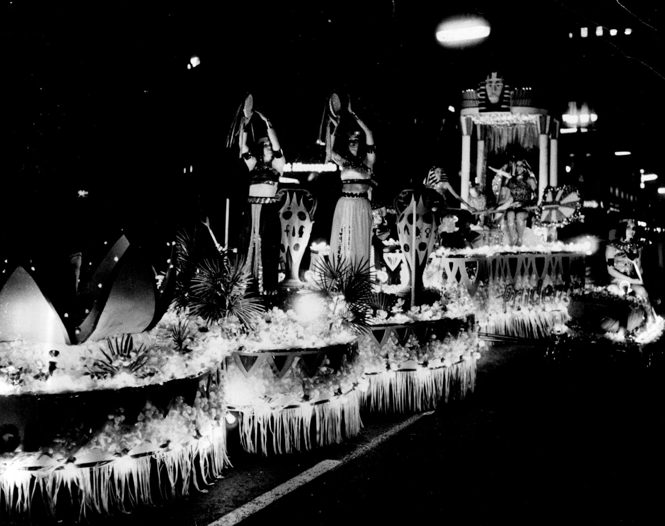 1970s Aquatennial: Among the floats was "Egypt - A Royal Voyage," sponsored by the Prudential Insurance Co. Celebrity Grand Marshal of the parade was Simcha Dinitz, Israeli ambassador to the United States.