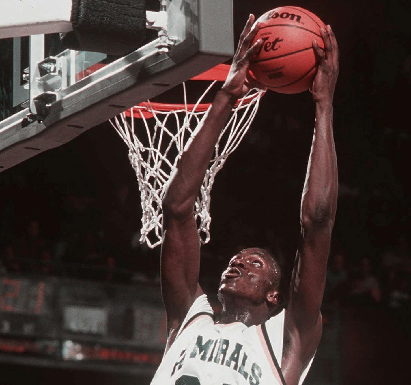 11 MAR 1995: FILE PICTURE: KEVIN GARNETT OF FARRAGUT HIGH SCHOOL IN CHICAGO, ILLINOIS PULLS DOWN A REBOUND DURING THE CHICAGO PUBLIC LEAGUE CHAMPIONSHIPS AGAINST DUNBAR HIGH SCHOOL IN HIS SENIOR SEASON. Mandatory Credit: Todd Rosenberg/ALLSPORT