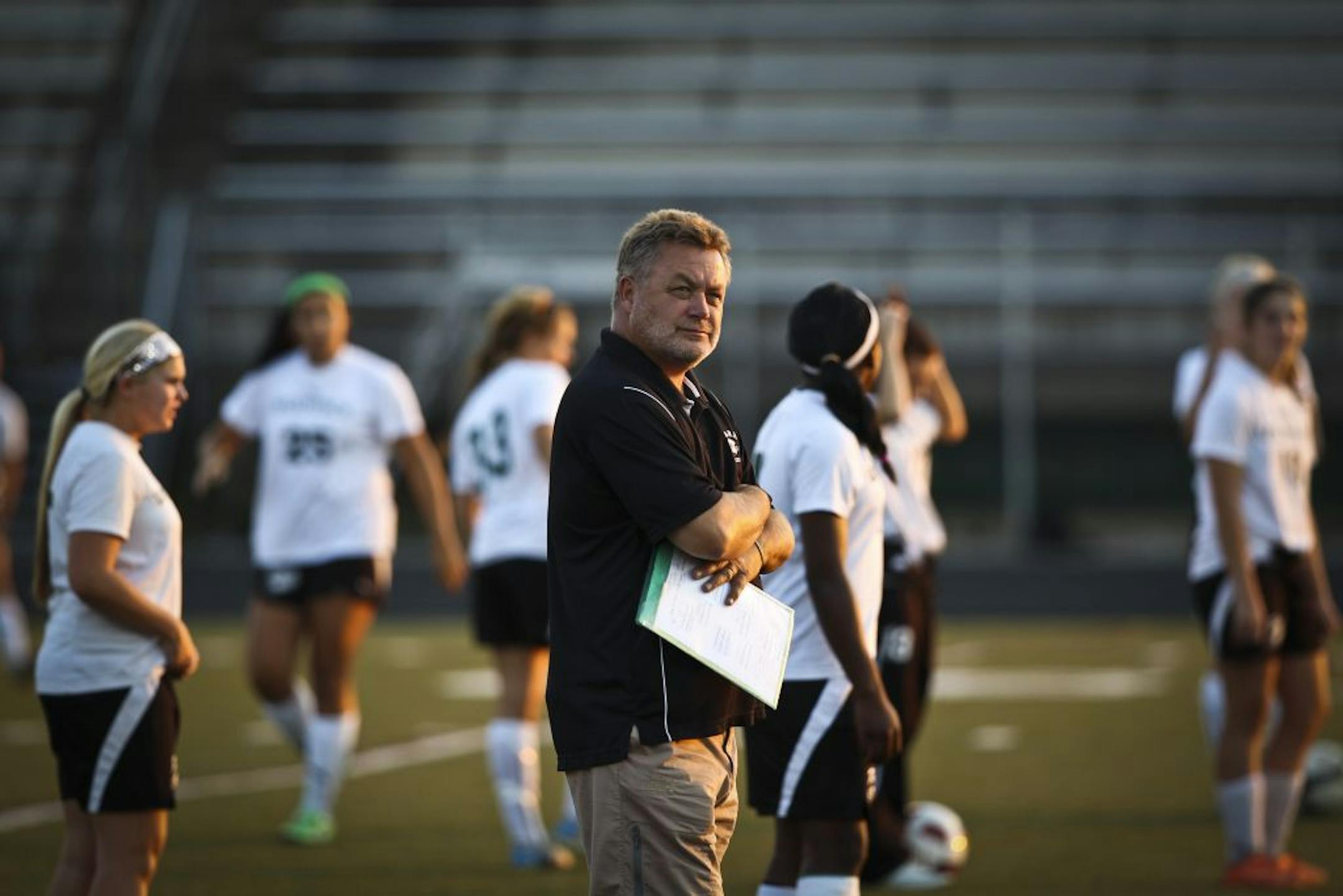 Park High School girls' soccer coach Greg Juba, who recently celebrated his 400th coaching victory, said part of the formula in his success is to encourage participation. Photograph by RENEÉ JONES SCHNEIDER • reneejones@startribune.com