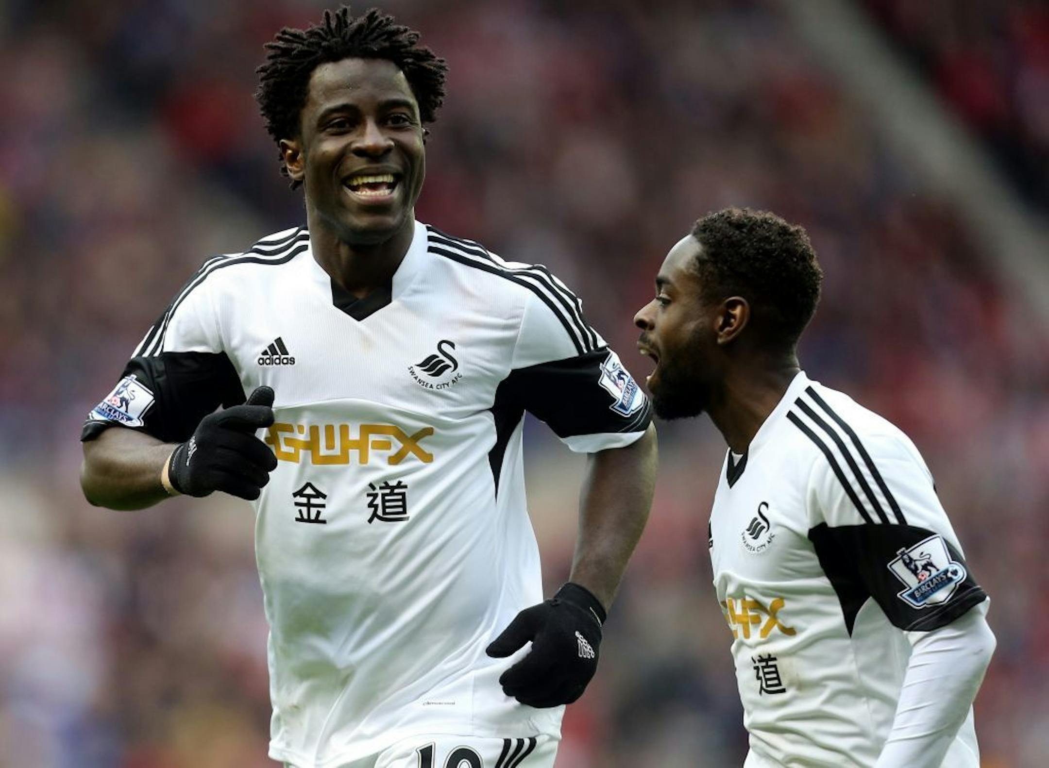 Wilfried Bony, left, is Swansea City's leading scorer this season in the English Premier League. Nathan Dyer is tied for third.