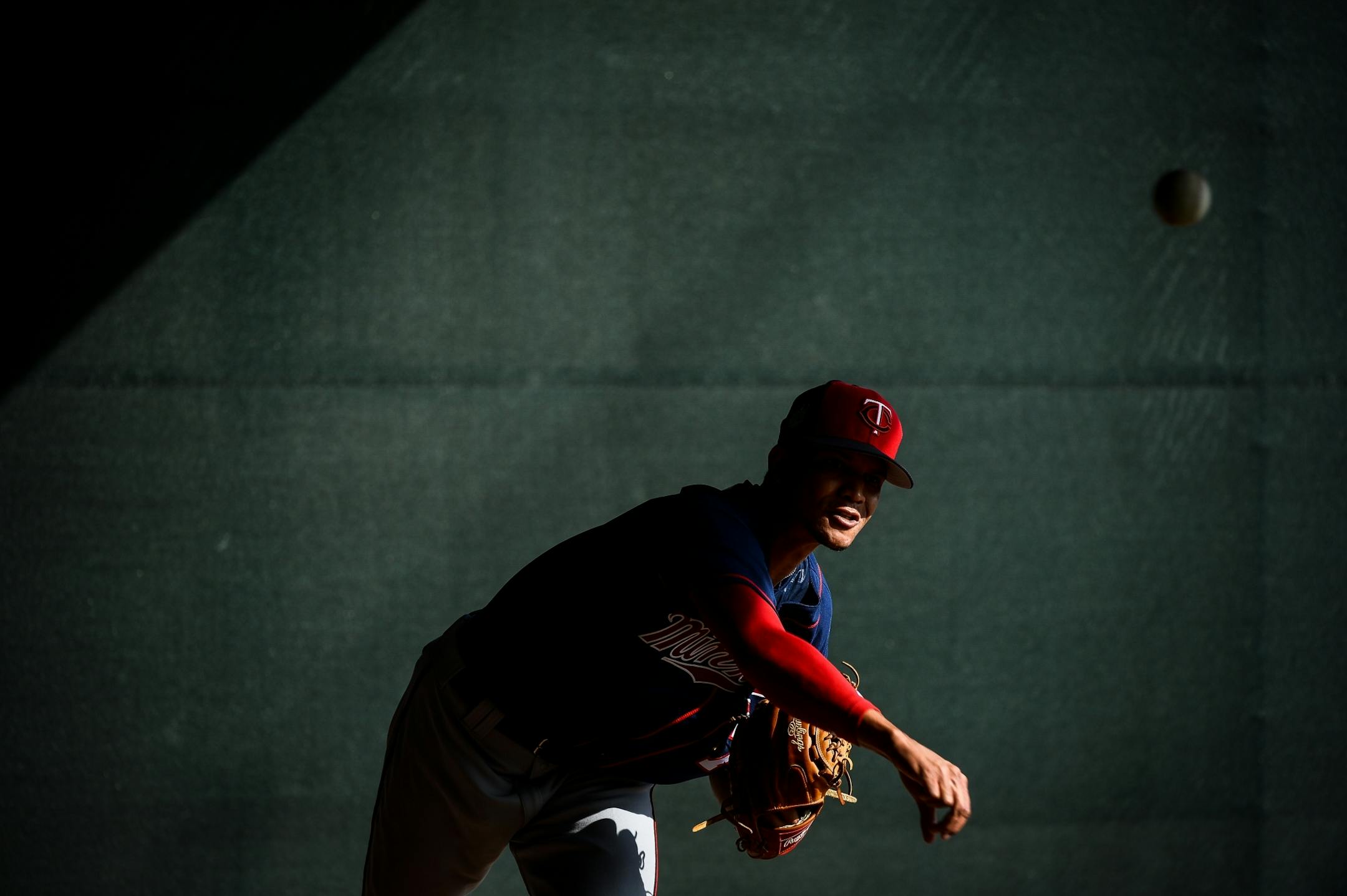 Minnesota Twins pitcher Felix Jorge (76) threw pitches in the bullpen during Saturday's practice.