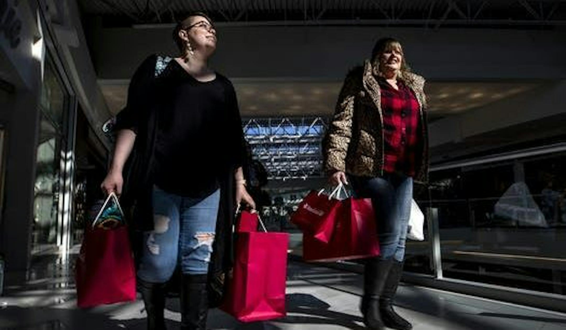 Shannon Visser of north Minneapolis and Lori Holland of Eagan shopped Monday, March 11 at the Mall of America in Bloomington.