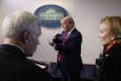 President Donald Trump speaks about the coronavirus in the James Brady Press Briefing Room of the White House, Tuesday, March 31, 2020, in Washington,