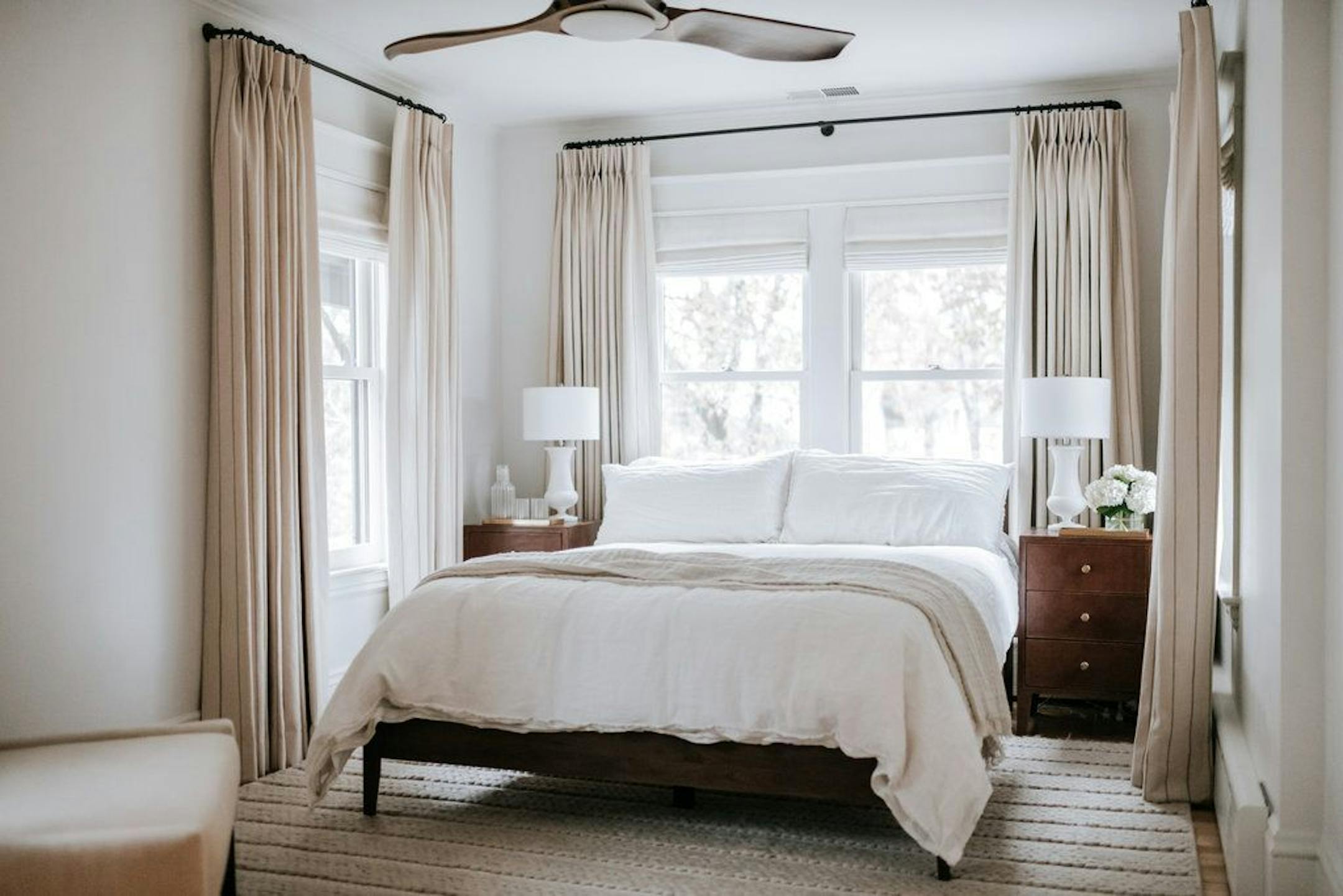 Moving the bed into the alcove freed up space to create a new spa-like bath.