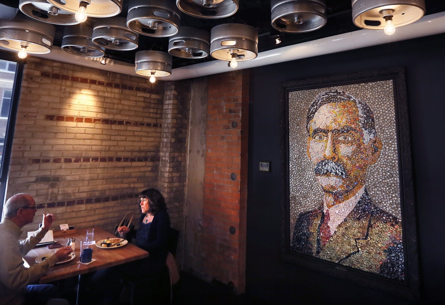 The Volstead lounge is a special corner of the restaurant, complete with bottle cap portrait of US Representative Andrew Volsdead (Authored the Prohibition act of 1919) and beer keg lighting on the ceiling. ] Restaurant review: Freehouse, the North Loop brewpub by the Blue Plate Restaurant Co. BRIAN PETERSON &#xef; brian.peterson@startribune.com Minneapolis, MN 3/28/2014 ORG XMIT: MIN1403281633510430 ORG XMIT: MIN1403311602540507