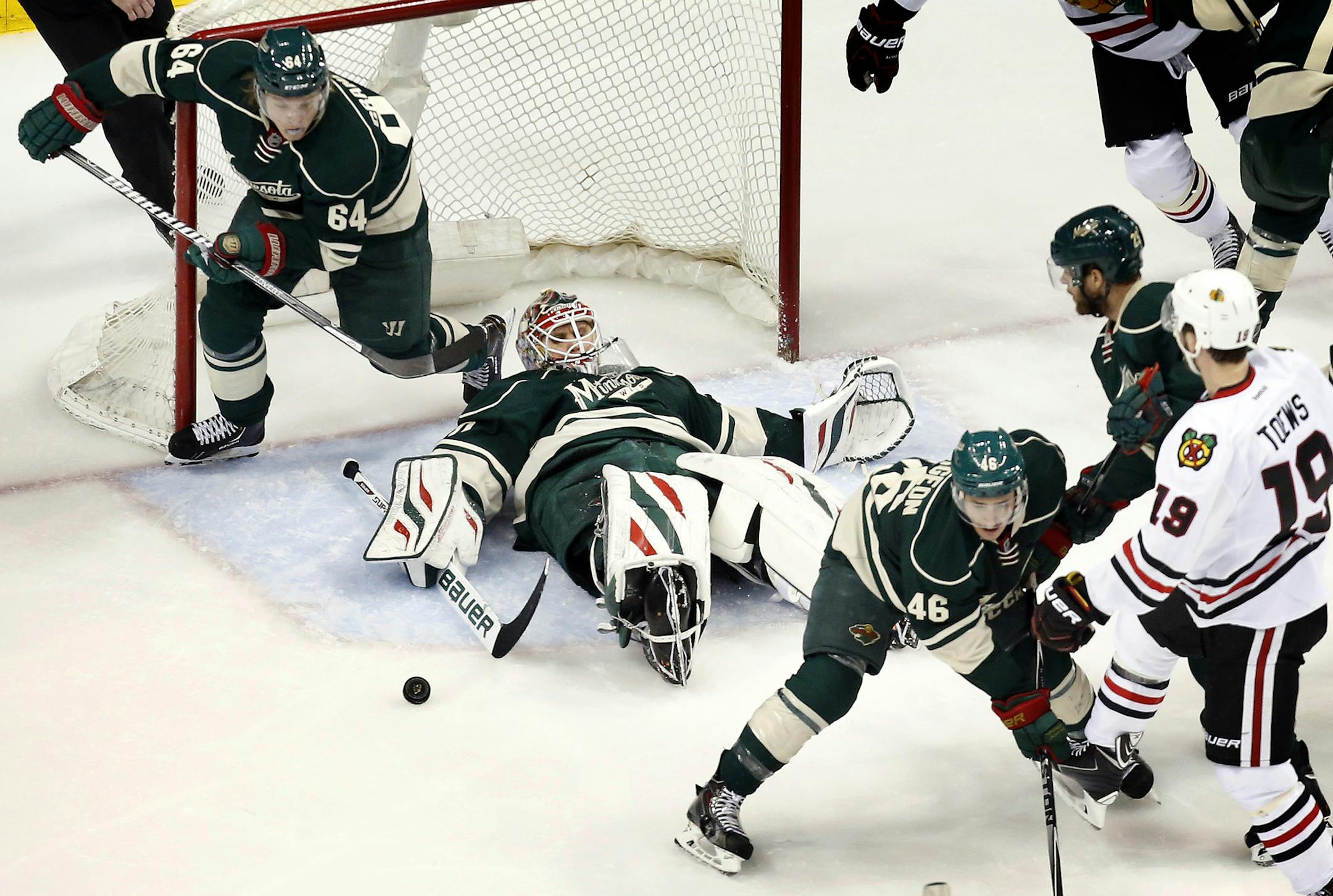 Minnesota Wild goalie Ilya Bryzgalov (30) made a save in the second period. ] CARLOS GONZALEZ cgonzalez@startribune.com - May 6, 2014, St. Paul, Minn., Xcel Energy Center, NHL, Minnesota Wild vs. Chicago Blackhawks, Stanley Cup Playoffs Round 2, Game 3