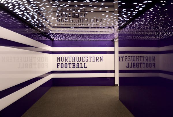 The entrance to the football locker room at Northwestern University's athletic center and field house in 2018. (Chris Walker/Chicago Tribune/TNS) ORG 