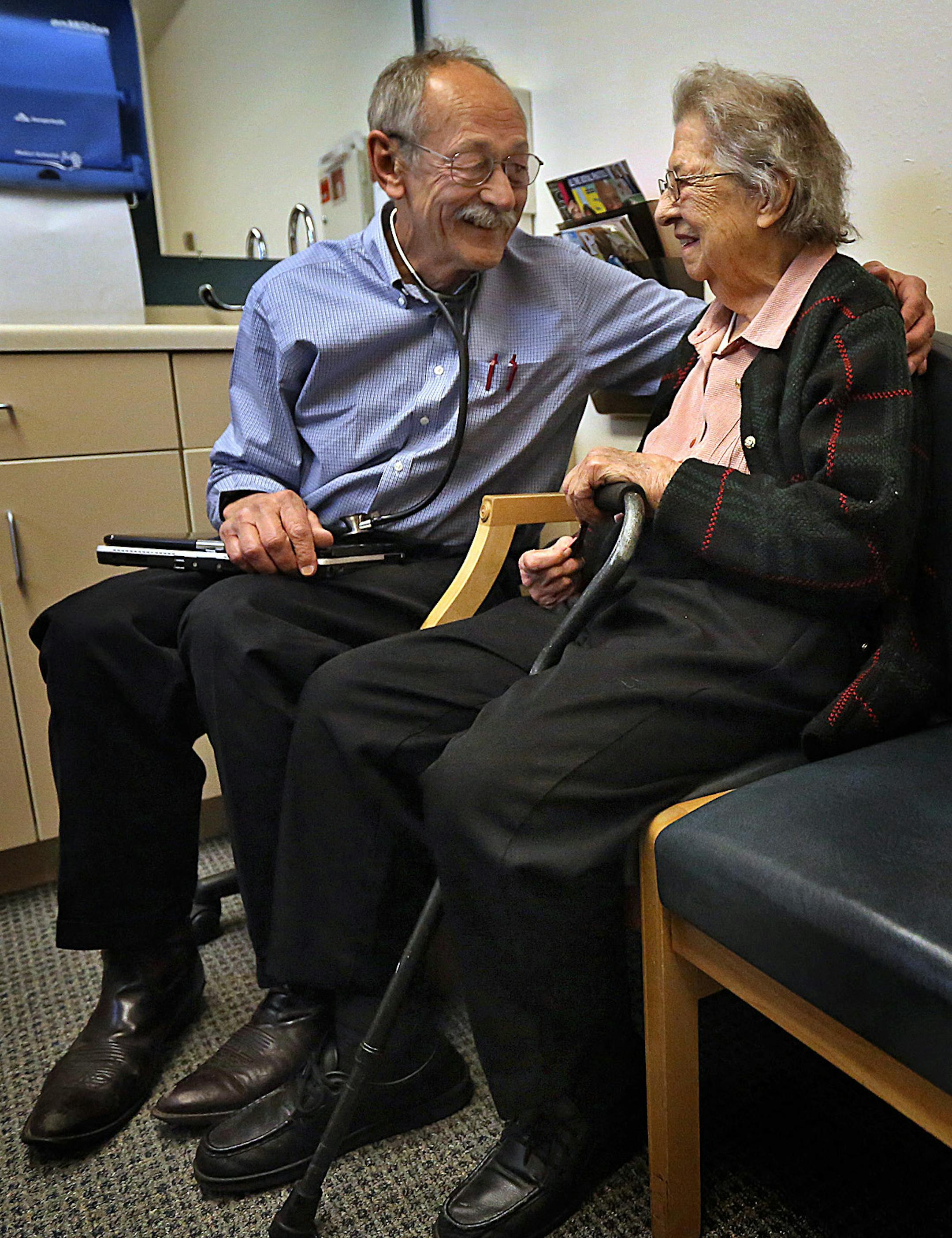 Dr. Robert Bosl talked with patient Etta Pederson, 92, Morris, during an exam at the Starbuck Clinic. ] JIM GEHRZ &#x201a;&#xc4;&#xf6;&#x221a;&#xd1;&#xac;&#xa2; jgehrz@startribune.com / Starbuck, MN / January 22, 2014 / 12:00 PM BACKGROUND INFORMATION: Dr. Robert Bosl took out a mortgage on his home in 2004 when the hospital in Starbuck, MN shut down, so he could keep the clinic open in the town of 1,300. Bosl was recently named Country Doctor of the Year, an honor that includes being given a ba
