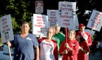 Nurses on strike made their way around Abbott Northwestern Hospital on Sept. 5 in Minneapolis.