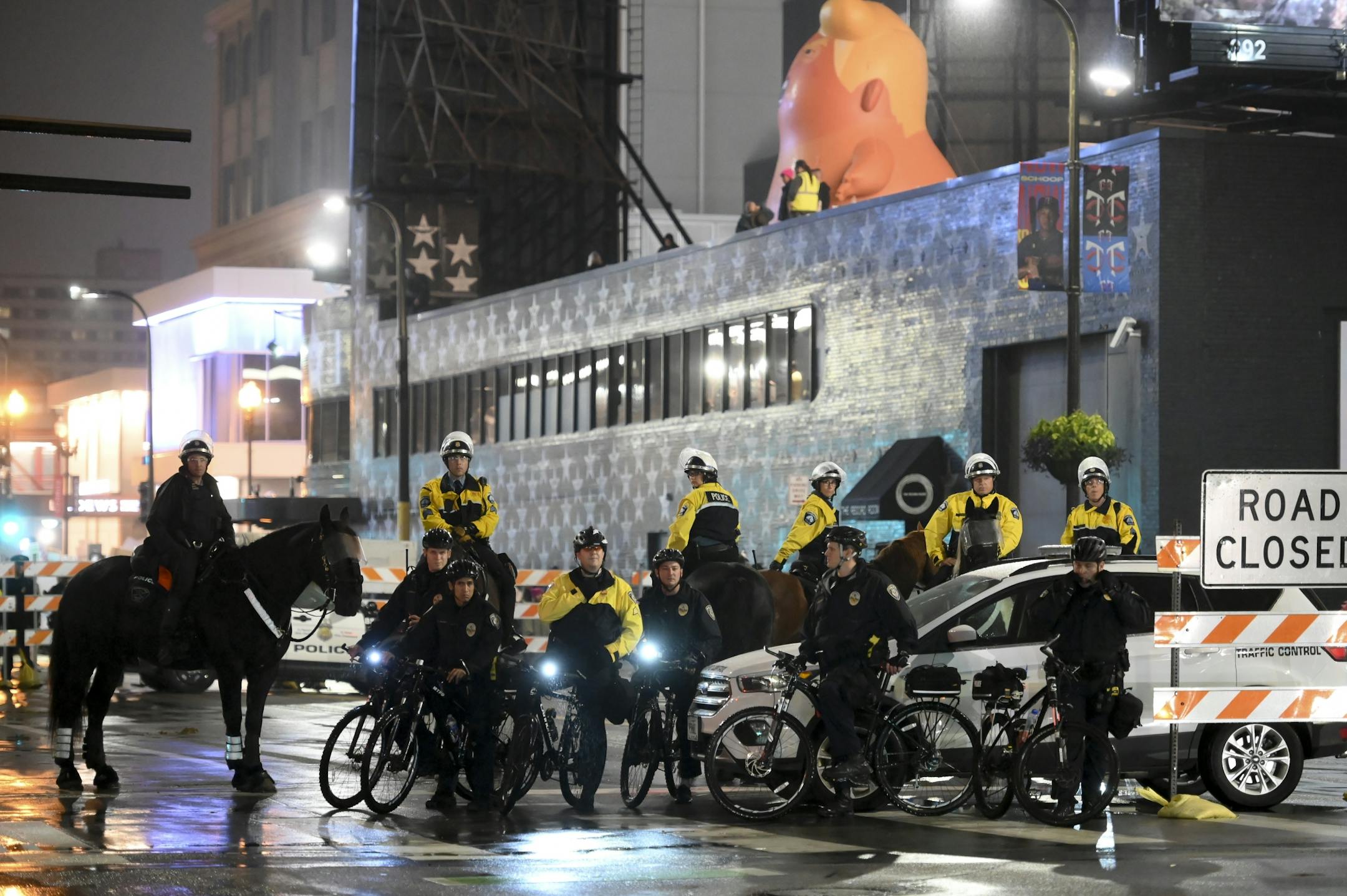 Police kept tabs on an Antifa group near First Avenue Thursday night in downtown Minneapolis.