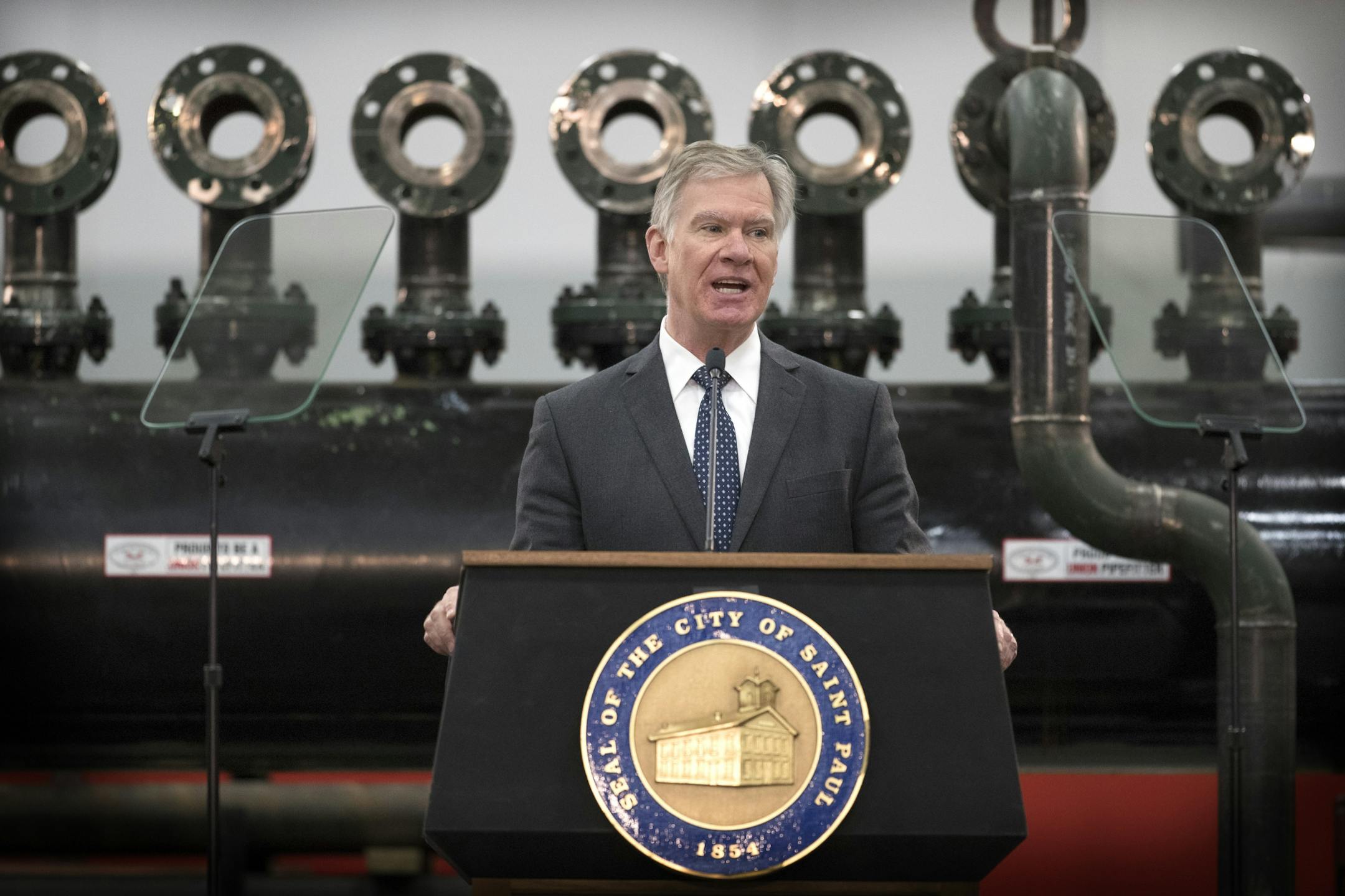 St. Paul Mayor Chris Coleman gave his final state of the city address at the Steamfitters Pipefitters Local 455Wednesday March 29, 2017 in St. Paul, MN.