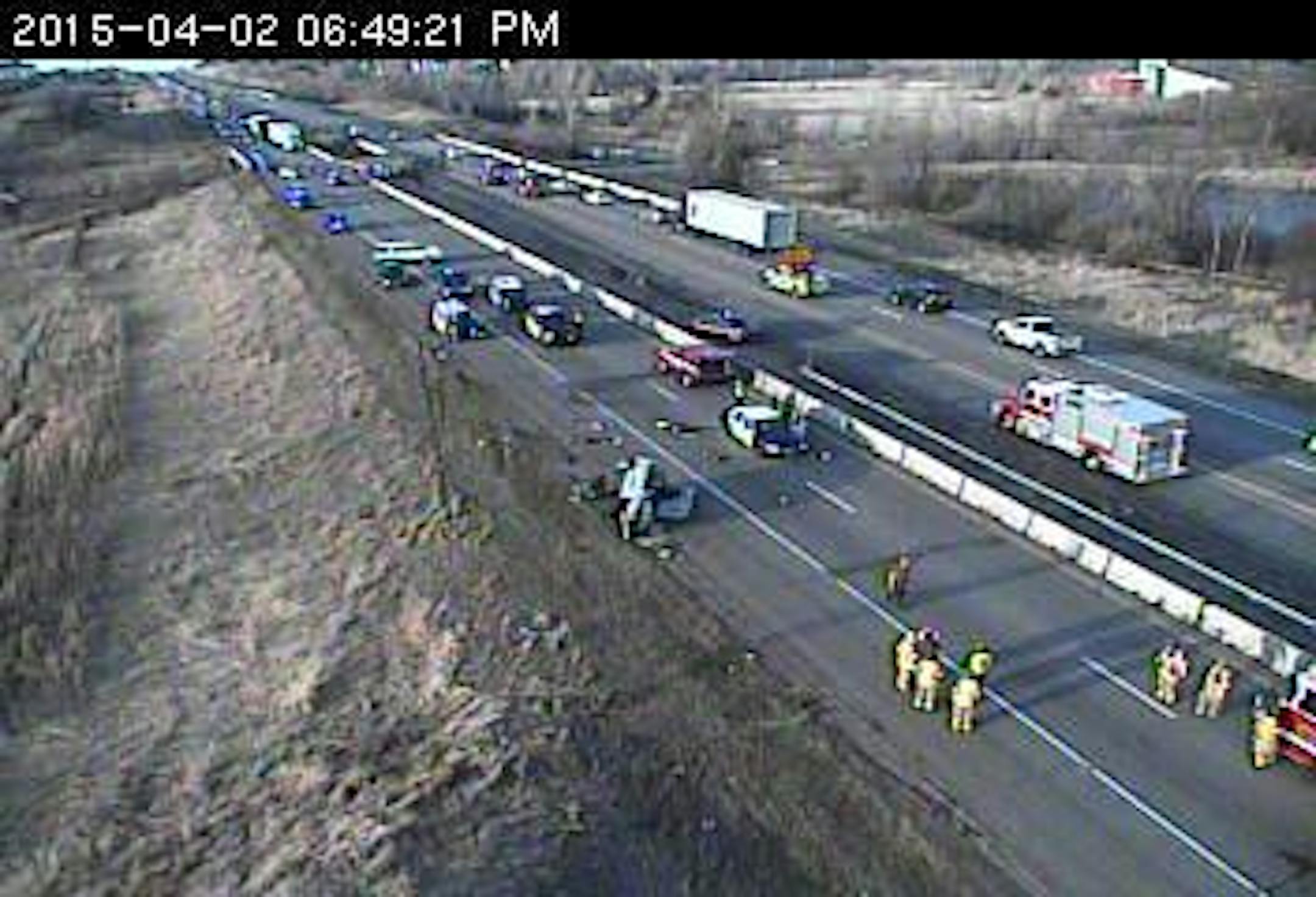 Suspects in a Rogers break-in threw narcotics out the window throughout a high-speed pursuit before their SUV crashed into three vehicles on I-494 in Plymouth between Rockford Road and Bass Lake Road. The SUV rolled numerous times.