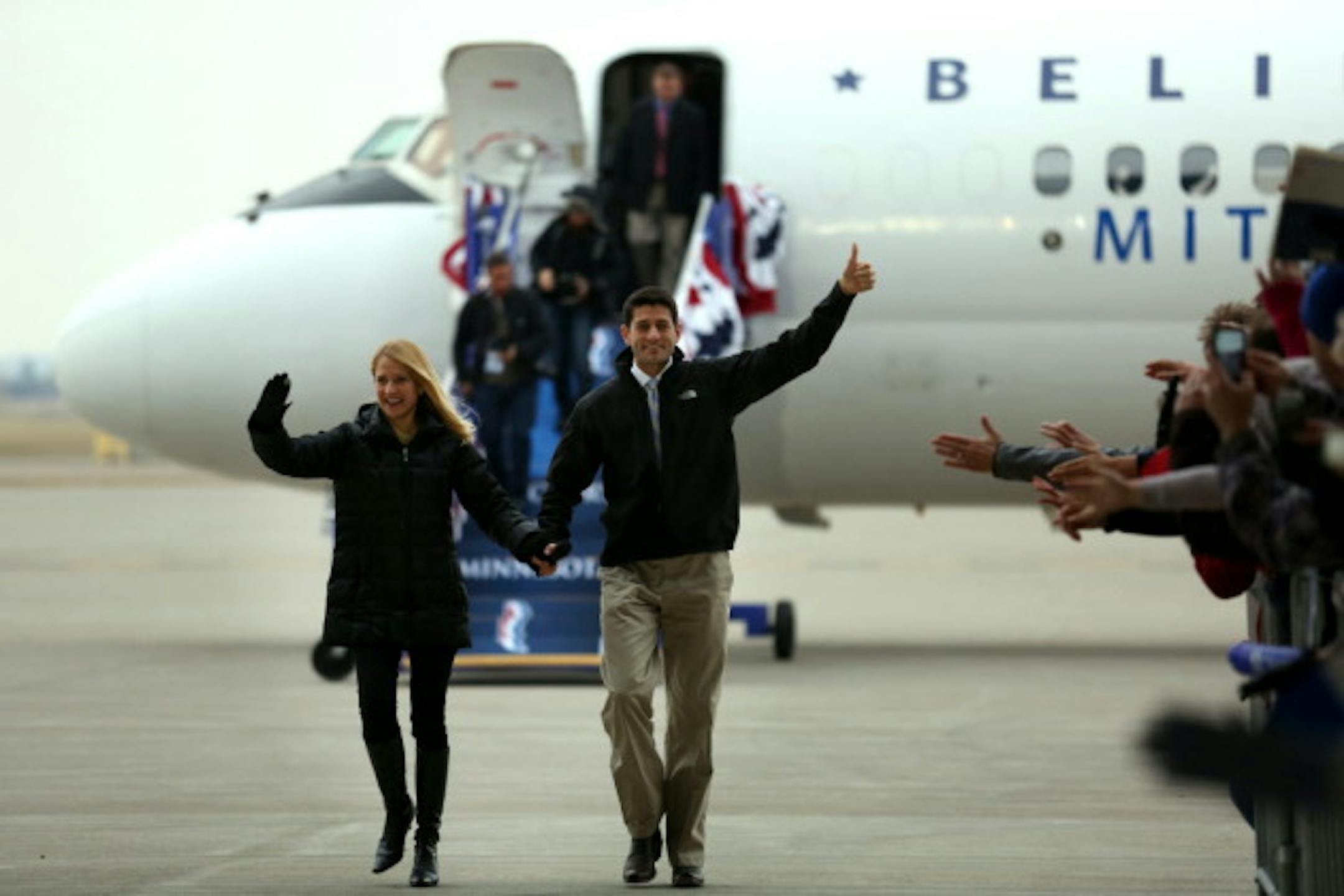 U.S. Rep. Paul Ryan arriving in Minnesota for a November 2012 Romney campaign event