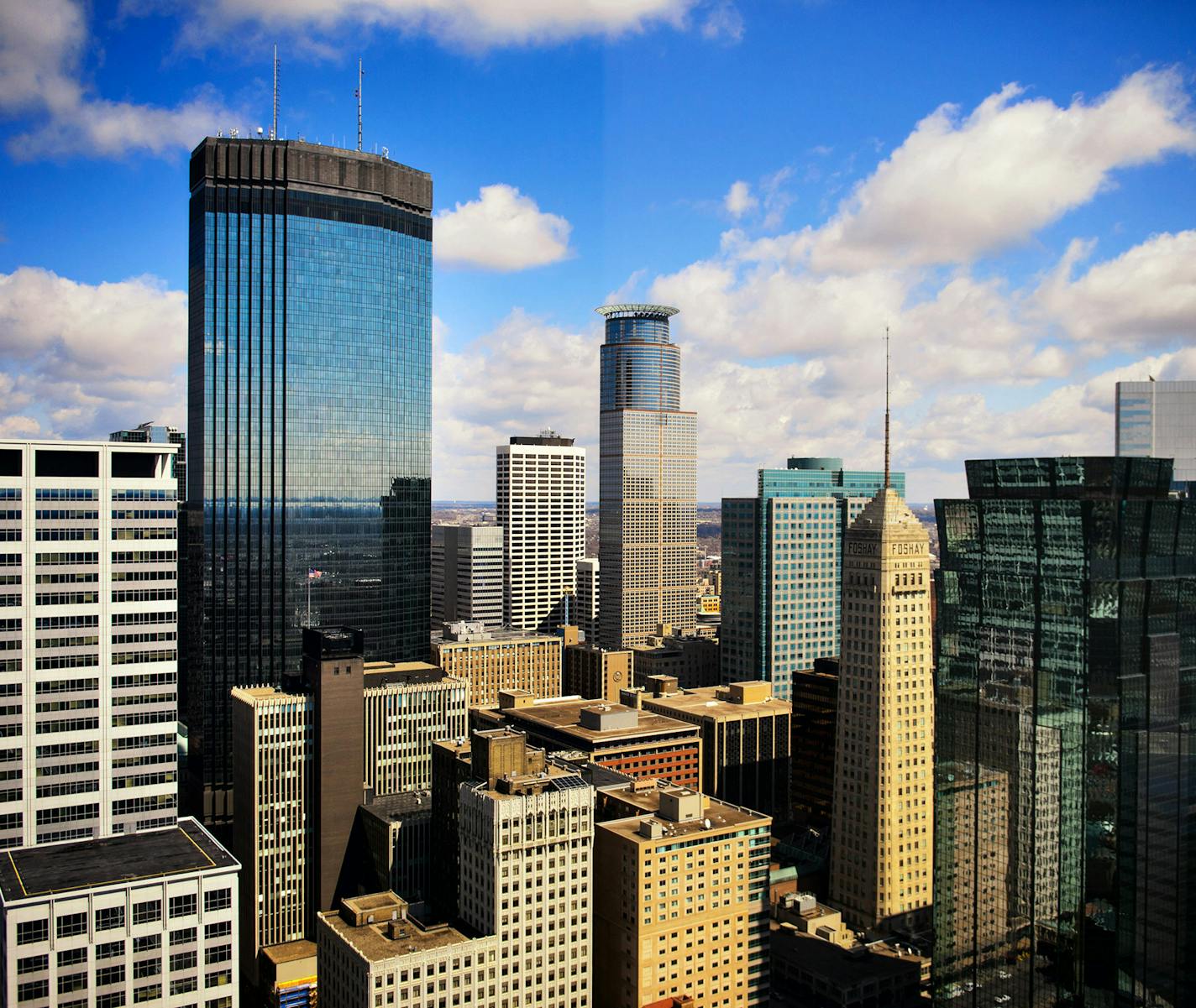 Minneapolis skyline with Capella Tower, IDS, Foshay, others. ] GLEN STUBBE * gstubbe@startribune.com Friday, April 10, 2015 EDS, seen from Target HQ 26th floor. USE FOR ANY PURPOSE ORG XMIT: MIN1504101706555091