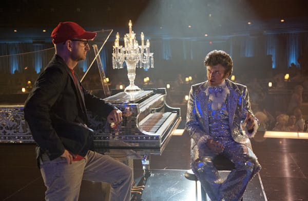 Steven Soderbergh and Michael Douglas on the set of "Behind the Candelabra."