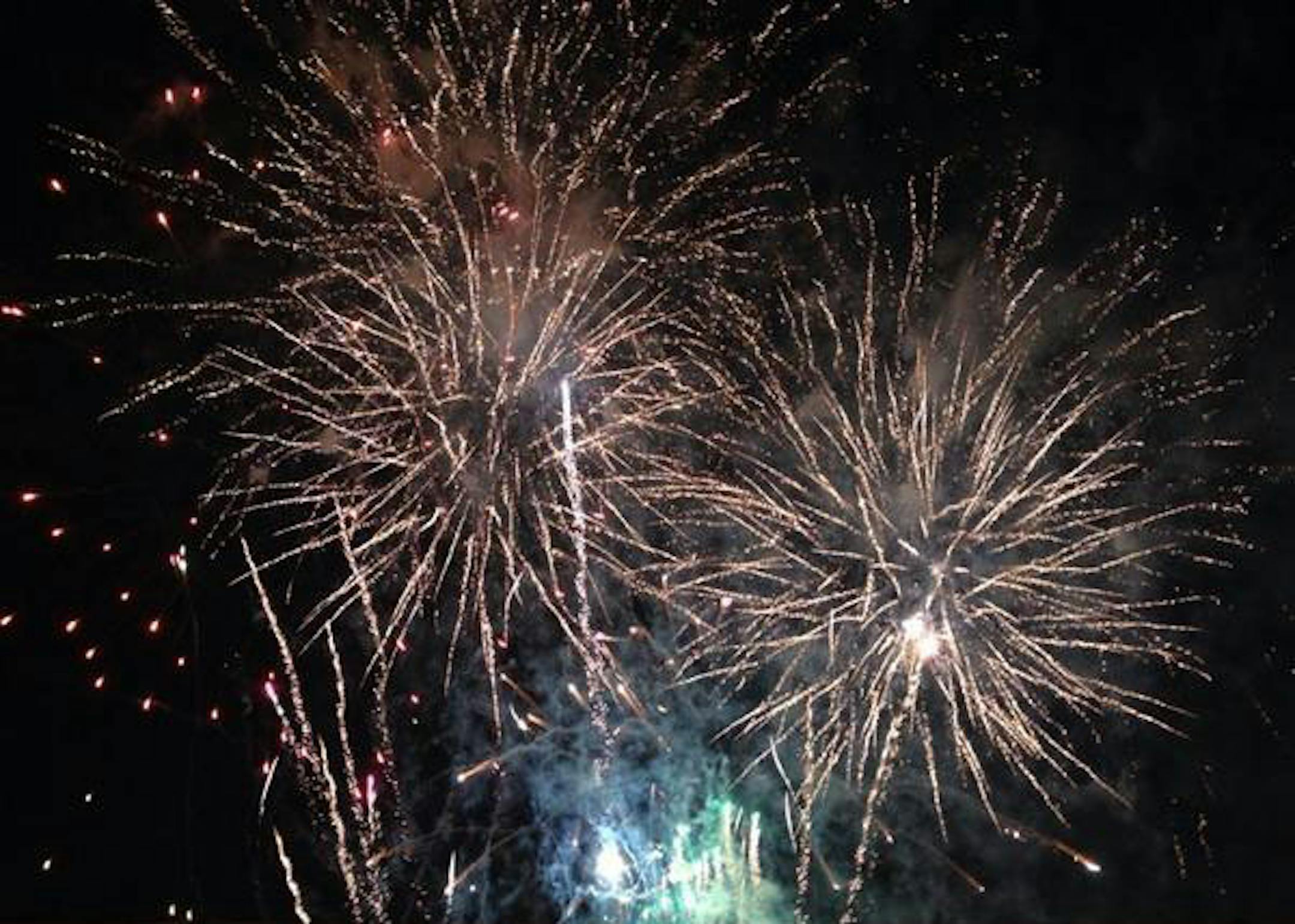 Fireworks explode at the All-Star Gala near Mill City Museum around 12:25 a.m. Tuesday in downtown Minneapolis.