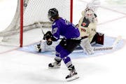 Taylor Heise (27) of PWHL Minnesota scores a shootout goal against Montreal on March 24 at Xcel Energy Center.