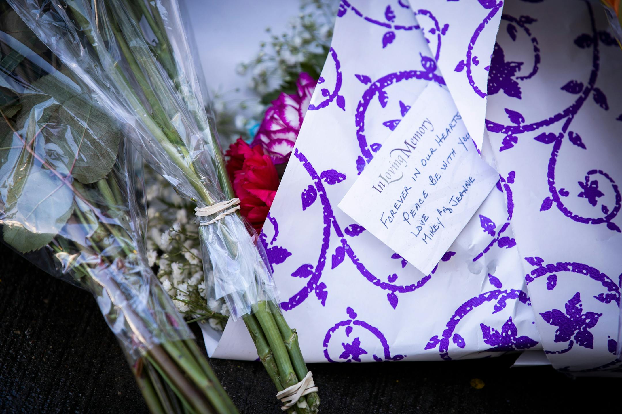 A note left with the flowers outside of Matt's Bar. ] LEILA NAVIDI ï leila.navidi@startribune.com BACKGROUND INFORMATION: A memorial for the victims is seen outside of Matt's Bar in Minneapolis on Sunday, September 23, 2018. A teenager speeding from state troopers in a stolen SUV hit another vehicle and killed three people early Sunday at a south Minneapolis intersection, where the wreckage came to rest outside the door of Matt's Bar on the corner of Cedar Avenue and E. 35th Street.