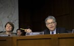 Sen. Al Franken (D-Minn.) questions Attorney General Jeff Sessions during a Senate Judiciary Committee hearing on Capitol Hill, in Washington, Oct. 18