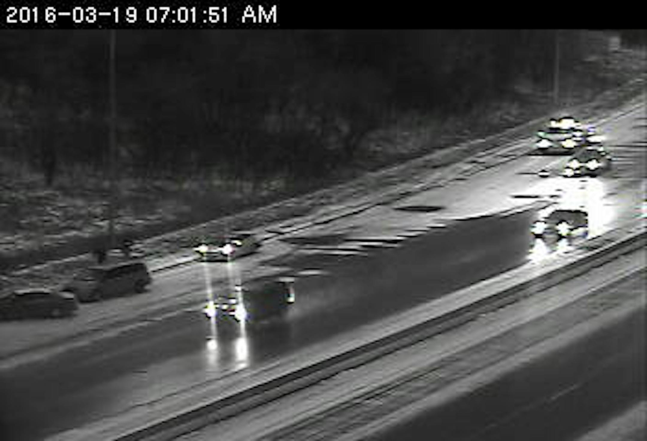 A crash is captured on MnDOT cameras at eastbound Interstate Hwy. 94 and Prior Avenue in St. Paul.