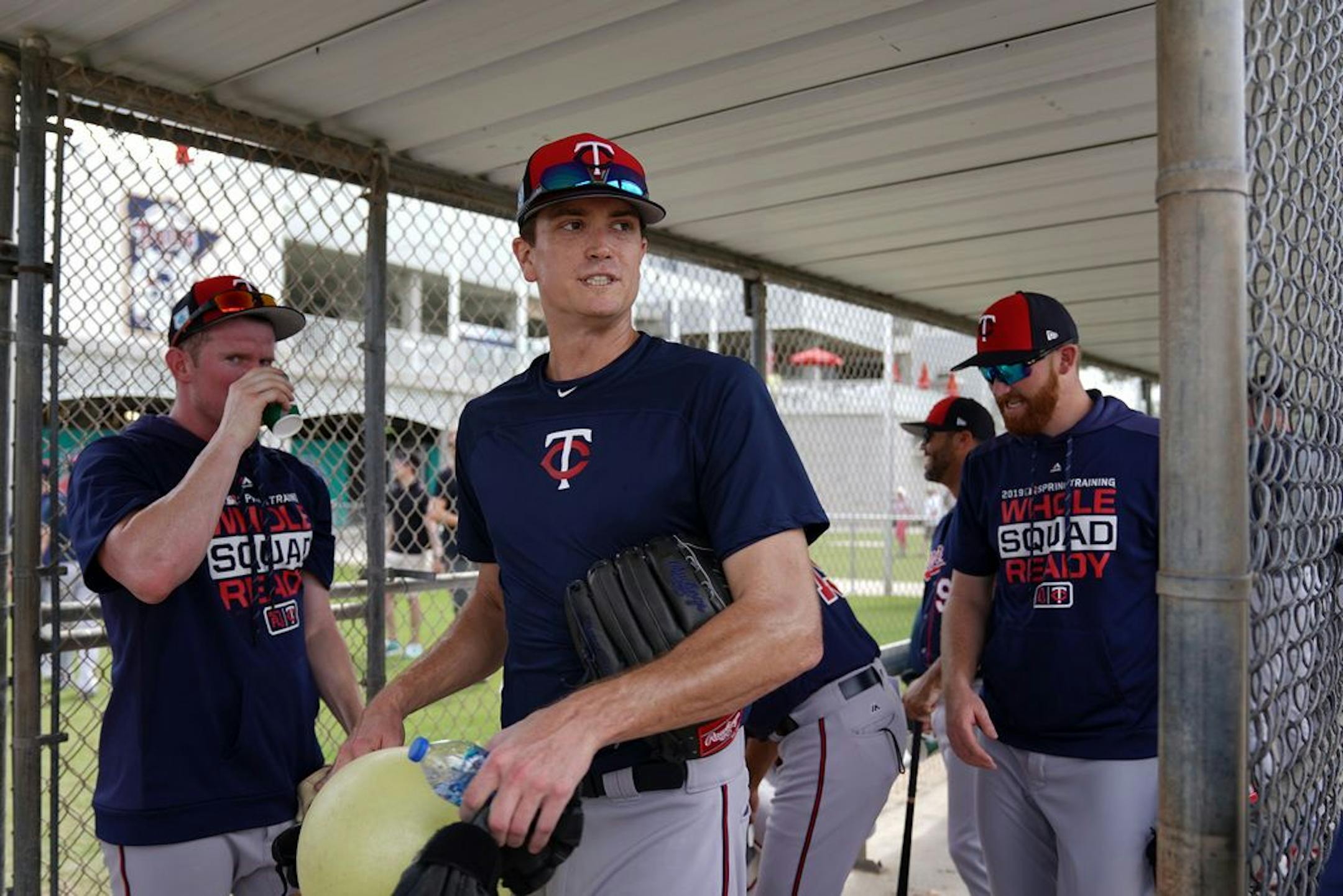 Minnesota Twins pitcher Kyle Gibson (44) made his way from the practice field to Hammond Stadium Thursday.