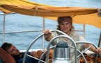 This image released by STXfilms shows Sam Claflin, left, and Shailene Woodley in "Adrift," in theaters on June 1. (Kirsty Griffin/STXfilms via AP)