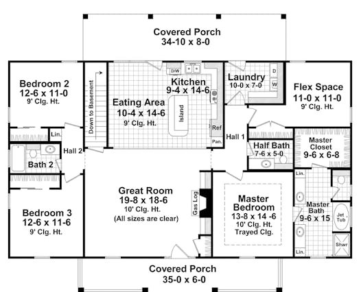 One-level Colonial Living for this week's home plan.