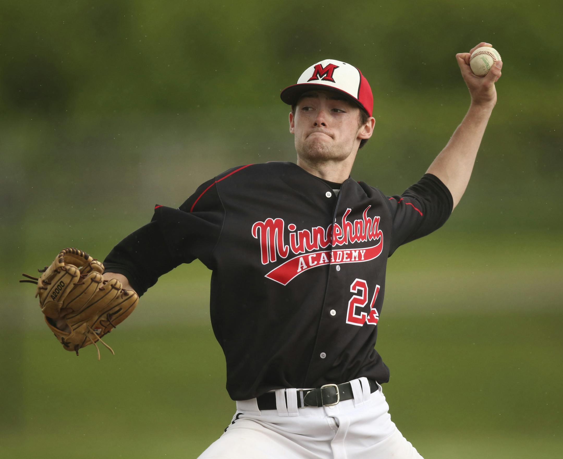 Minnehaha Academy's John Pryor is 7-0 in his seven starts, giving up a total of two earned runs and striking out 94 batters along the way. Star Tribune photo: Jeff Wheeler * jeff.wheeler@startribune.com